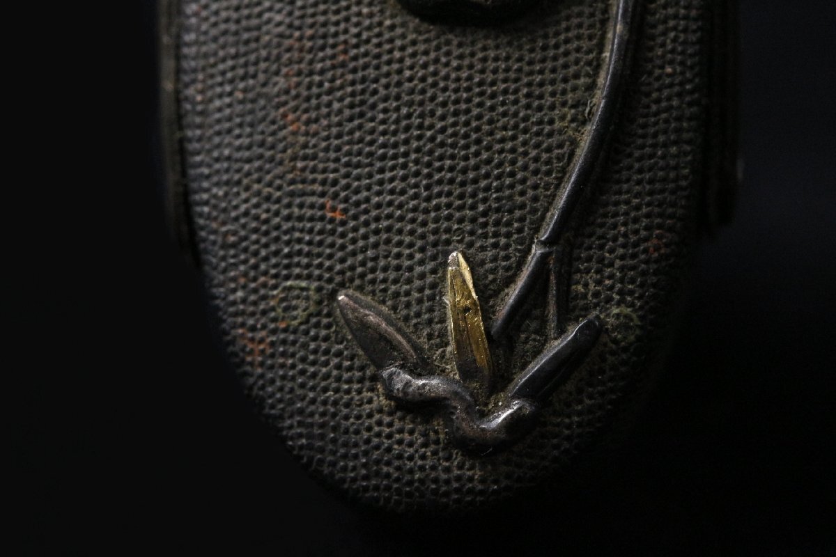 【LIG】時代武具 赤銅金象嵌 竹林虎図縁頭 細密造 刀装具 [.QQ]25.11_画像5