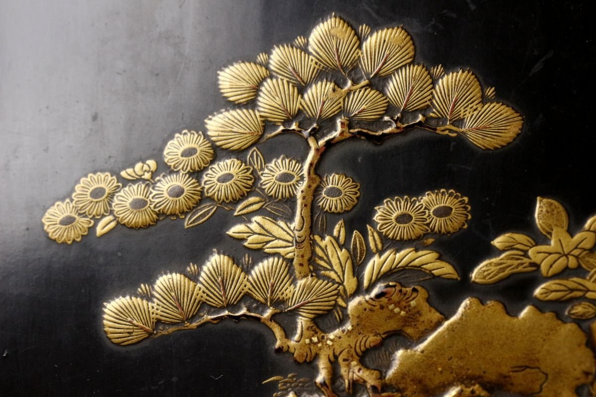 【LIG】時代高蒔絵 盆栽蒔絵文箱 内梨地 螺鈿細工 書道具 古美術品 旧家蔵出品 [.EQ]25.6_画像6