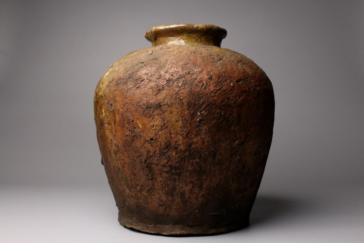 【LIG】古信楽 自然釉 蹲壷 25.5㎝ 日本古陶 古美術品 箱付 数奇者垂涎の的の逸品[.E]25.11_画像3