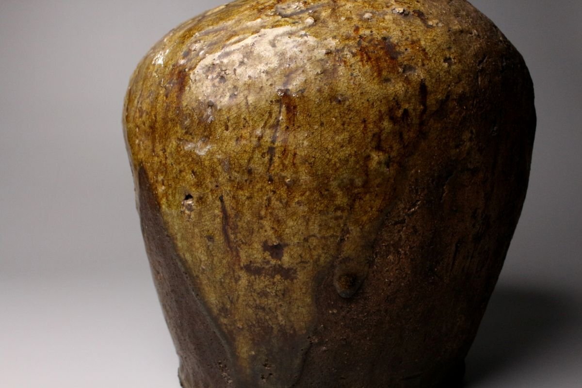 【LIG】古信楽 自然釉 蹲壷 25.5㎝ 日本古陶 古美術品 箱付 数奇者垂涎の的の逸品[.E]25.11_画像8