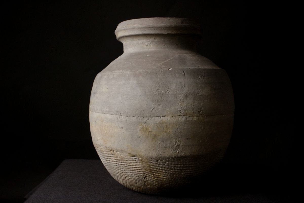 【LIG】八世紀 奈良時代 須恵器 叩き文壷 24㎝ 土器 瓦窯焼 時代古玩 [.QQ]25.6_画像6