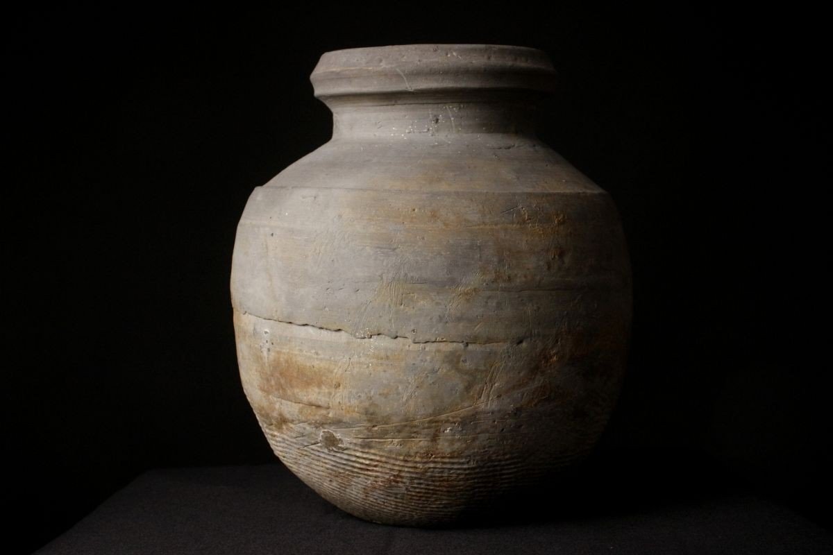 【LIG】八世紀 奈良時代 須恵器 叩き文壷 24㎝ 土器 瓦窯焼 時代古玩 [.QQ]25.6_画像4