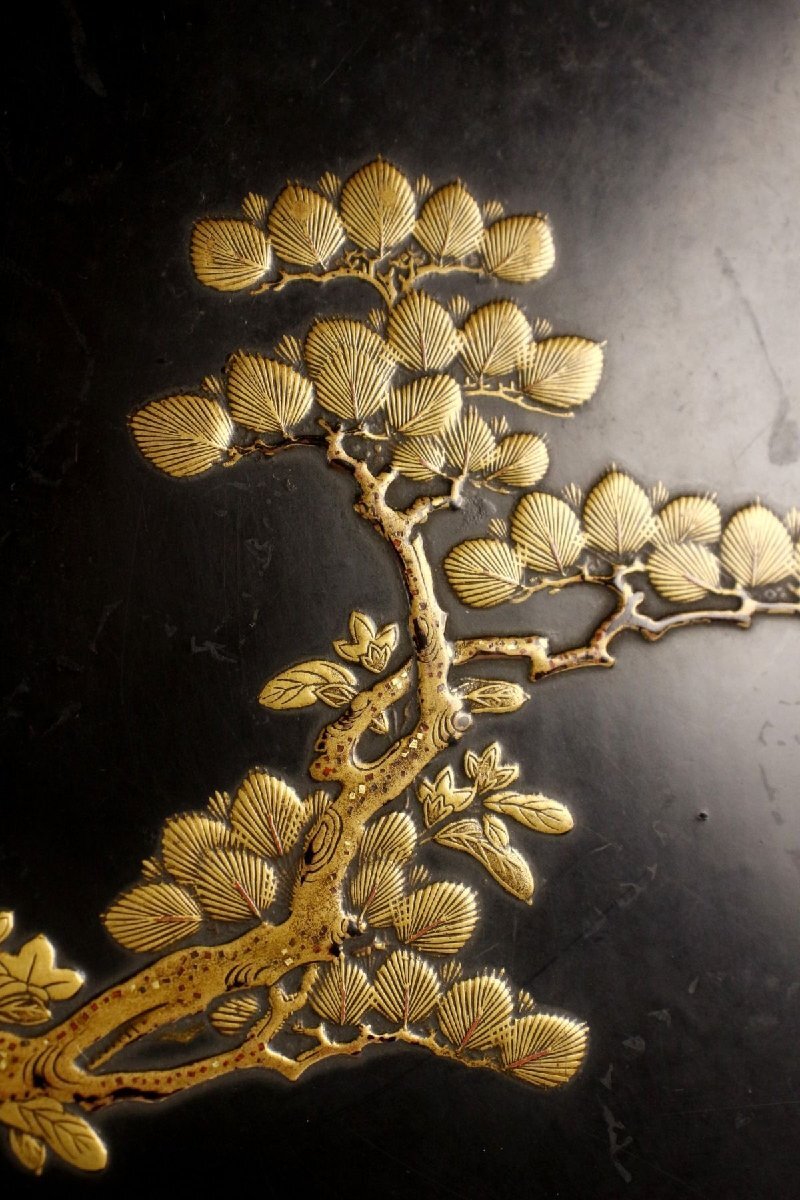 【LIG】時代高蒔絵 盆栽蒔絵文箱 内梨地 螺鈿細工 書道具 古美術品 旧家蔵出品 [.EQ]25.6_画像4