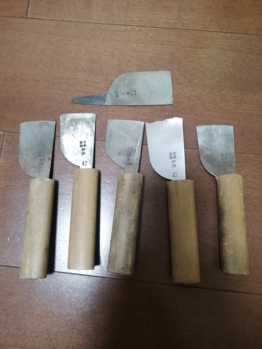 送料無料中古東京 特製 仲次 革包丁 皮包丁 _画像1