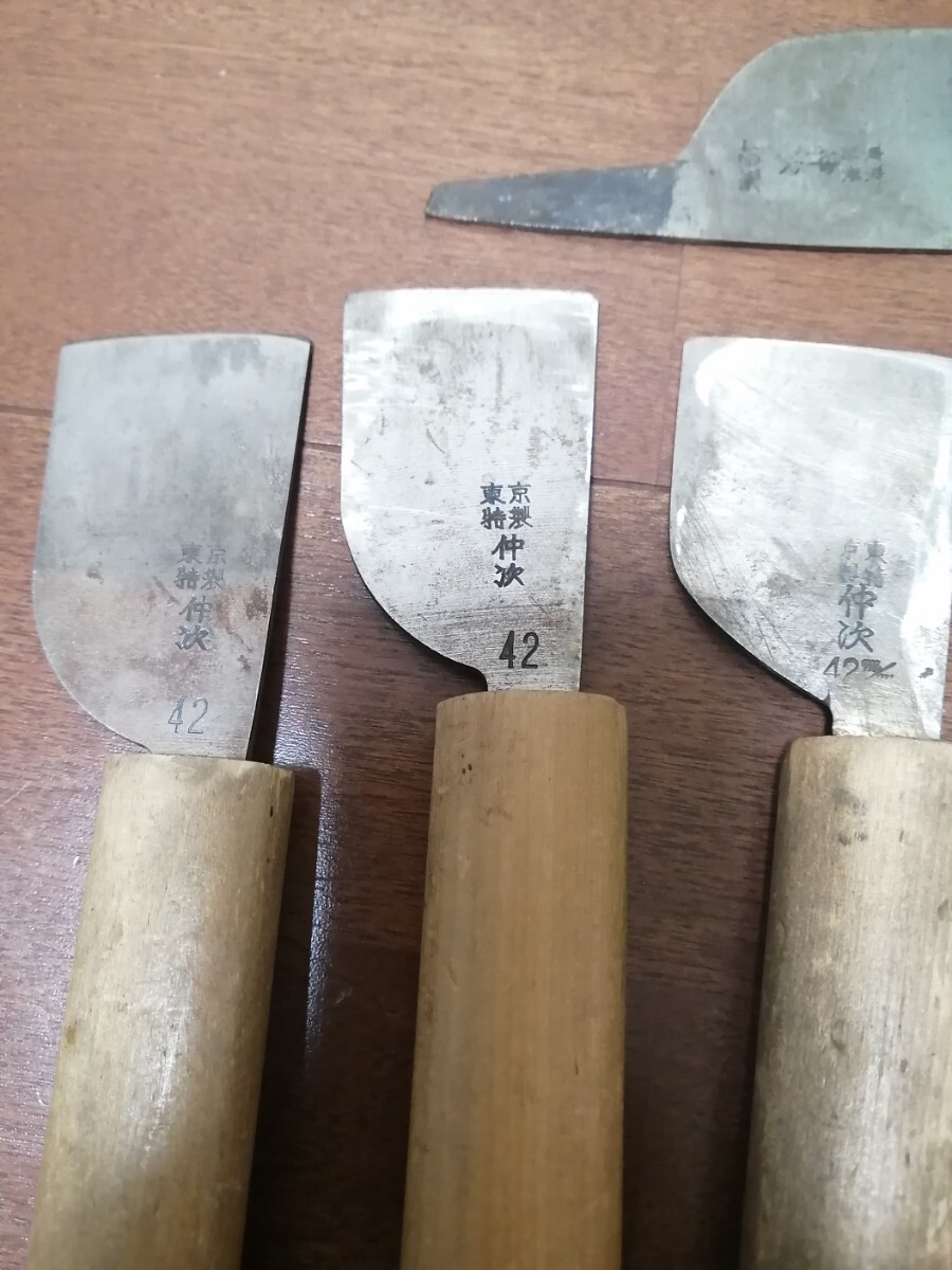 送料無料中古東京 特製 仲次 革包丁 皮包丁 _画像2