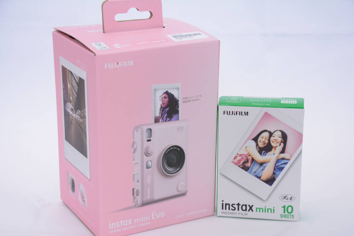 ■1円スタート【新品】【未開封】富士フイルム instax mini Evo ジェントルローズ INS MINI EVO C +チェキフィルム 10枚 1セット付 _画像2