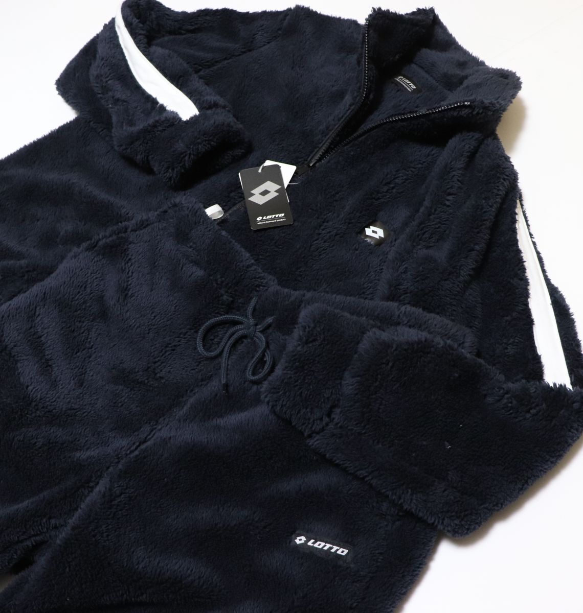 ★LOTTO ロット 新品 メンズ 裏起毛 ボア ジャケット ロングパンツ 上下セット スーツ SET 紺 XLサイズ[SET28466DA-67-LL] 一 五 参★QWER_画像4