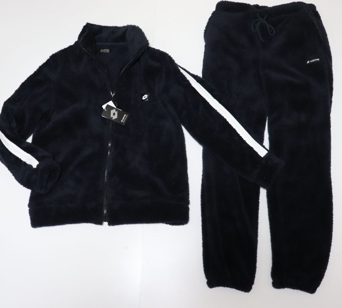 ★LOTTO ロット 新品 メンズ 裏起毛 ボア ジャケット ロングパンツ 上下セット スーツ SET 紺 XLサイズ[SET28466DA-67-LL] 一 五 参★QWER_画像2