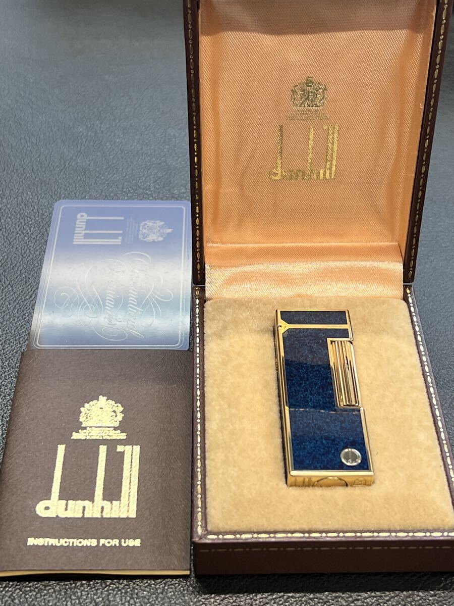 Dunhill ダンヒル ガスライター　ラピスラッカー ゴールド　箱付き_画像1