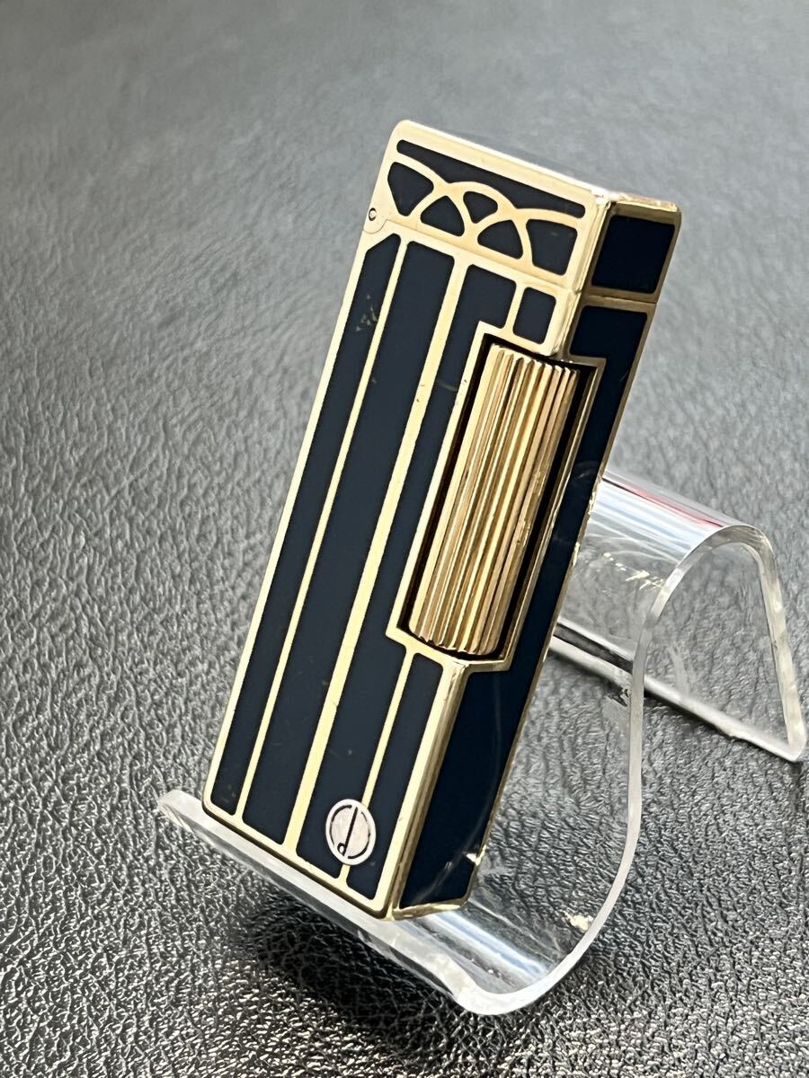 Dunhill ダンヒル ガスライター ネイビーラッカー ゴールド_画像1