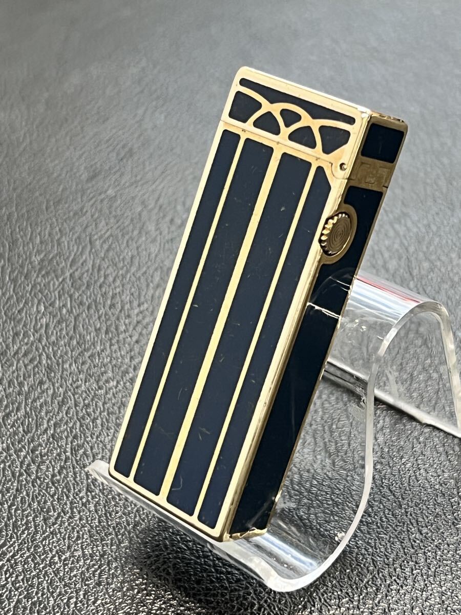Dunhill ダンヒル ガスライター ネイビーラッカー ゴールド_画像2