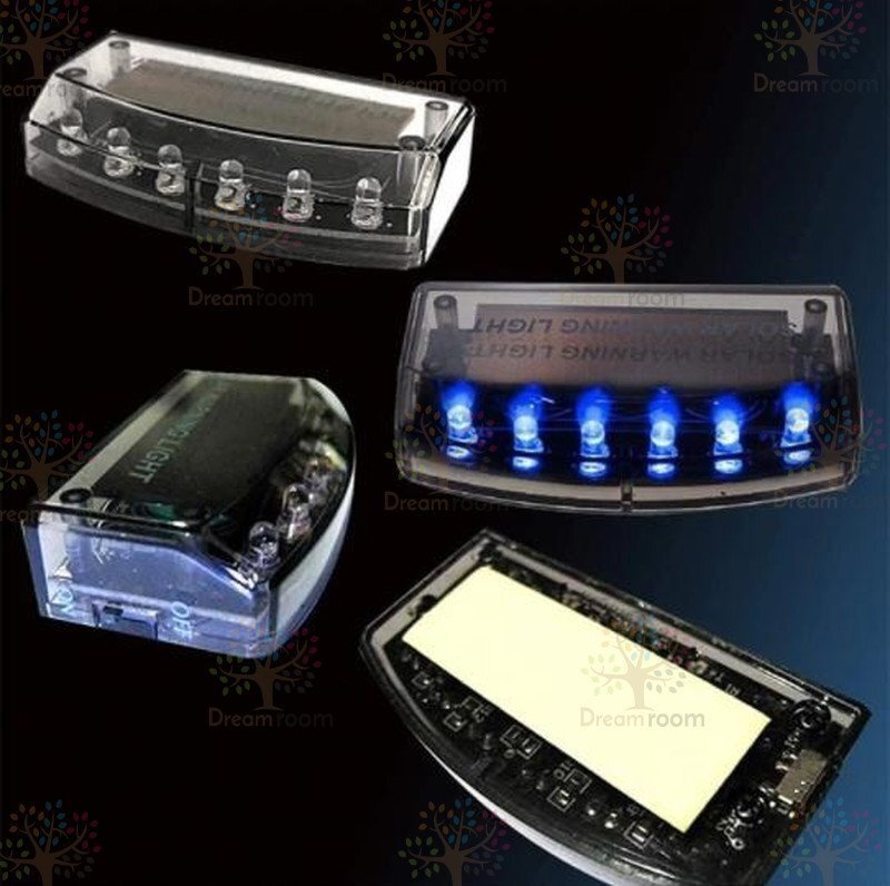  солнечный зарядка .. голубой удар ощущение 6LED скан противоугонное макет охранной сигнализации свет машина универсальный 