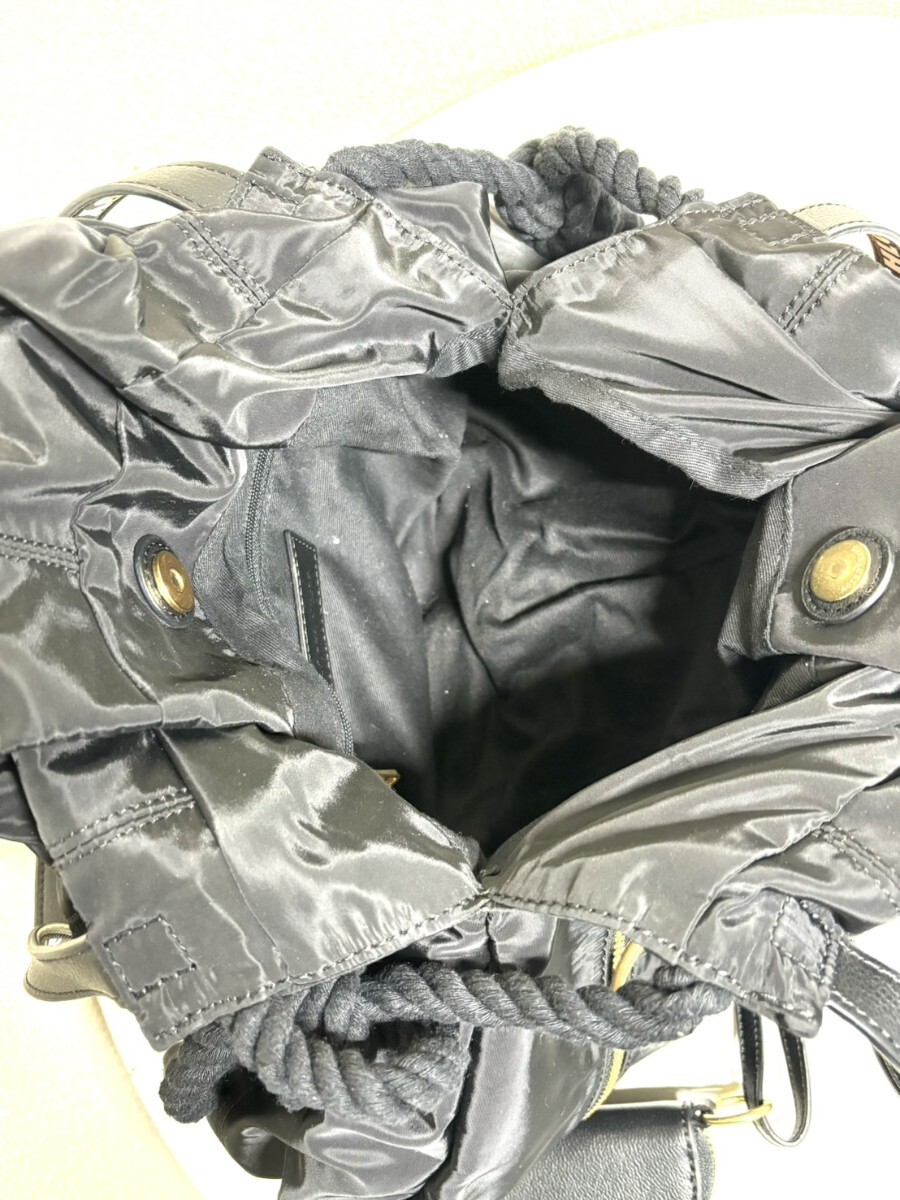 【中古美品】 SEE BY CHLOE シーバイクロエ バック ナイロン/レザー ブラック ゴールド金具 コインケース付き _画像10