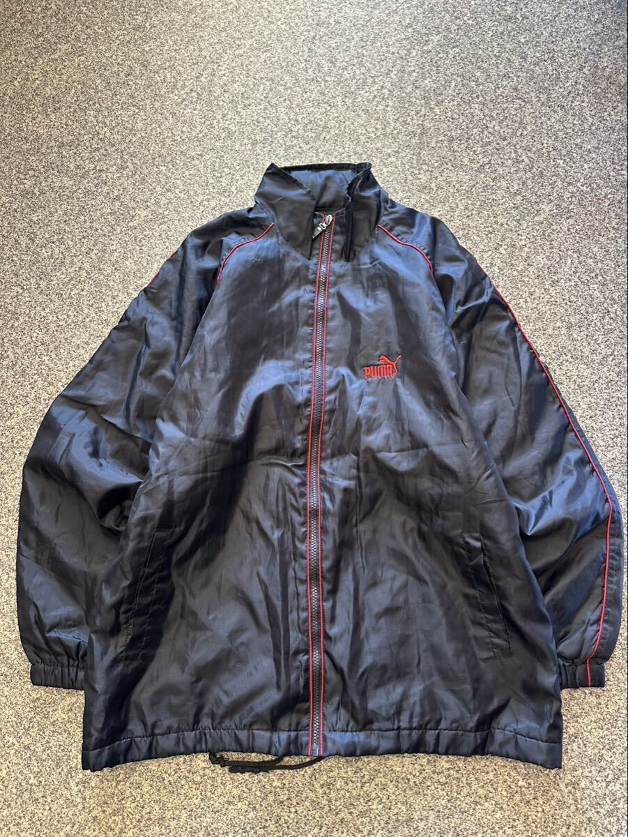 PUMA 中国製 L スポーツウェア ジャージ ウインドブレーカー プーマ トラックジャケット アウター ジップアップ ロゴ刺繍 上着 古着 USED_画像1