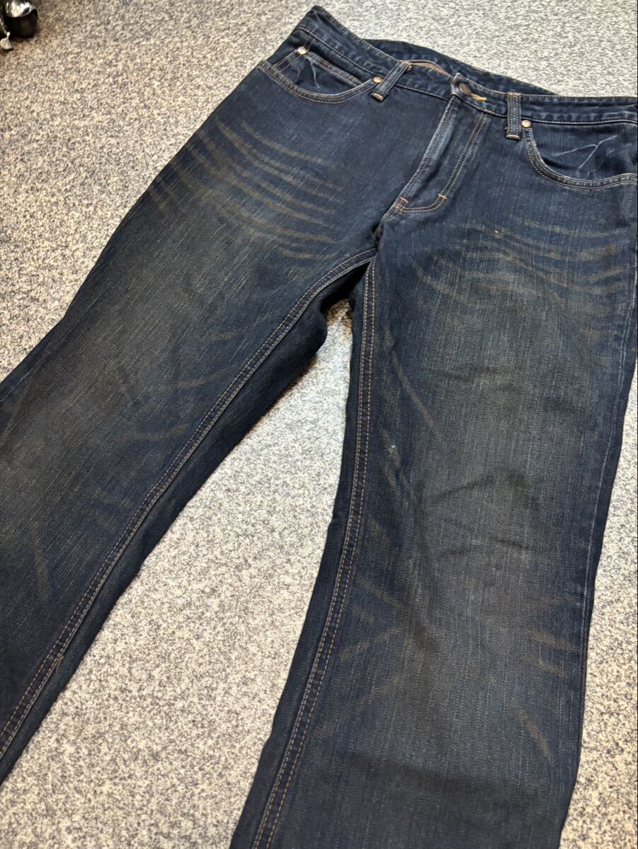 Wrangler W32 中国製 デニムパンツ フェード インディゴ ヒゲ フレアパンツ ブーツカット ラングラー ジーンズ ジーパン 古着 ユーズド_画像8