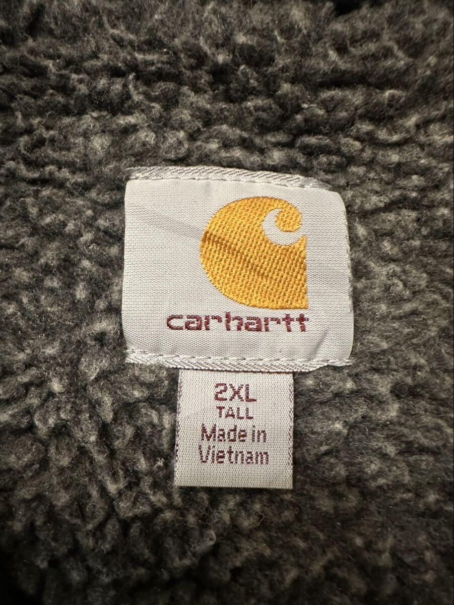 Carhartt カーハート 2XL ベトナム製 パーカー ジップアップ 裏地ボア ジップパーカー フーディー オーバーサイズ トップス 防寒 古着 USED_画像3