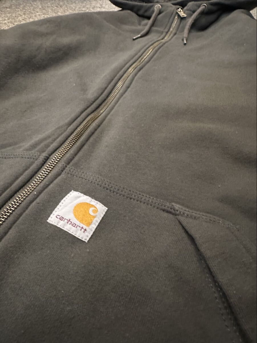 Carhartt カーハート 2XL ベトナム製 パーカー ジップアップ 裏地ボア ジップパーカー フーディー オーバーサイズ トップス 防寒 古着 USED_画像8