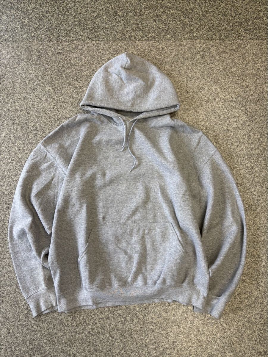 GILDAN ギルダン XL スウェットパーカー フーディー パーカー ヘビーウェイト 裏起毛 グレー 灰色 無地 トップス トレーナー 古着 USED _画像1