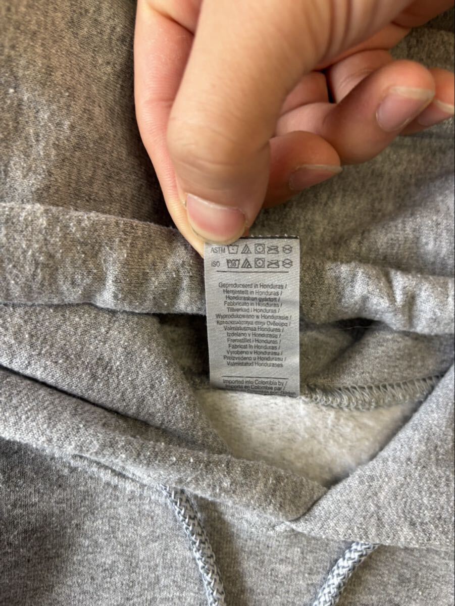 GILDAN ギルダン XL ホンジュラス製 パーカー トップス フーディ スウェットパーカー 無地 グレー オールド オーバーサイズ 古着 USED _画像5