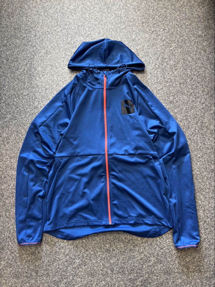 PUMA プーマ XL スポーツウェア ジャージ ジップパーカー ジップアップ トップス フーディ パーカー 青 ブルー オーバーサイズ 古着 USED_画像1