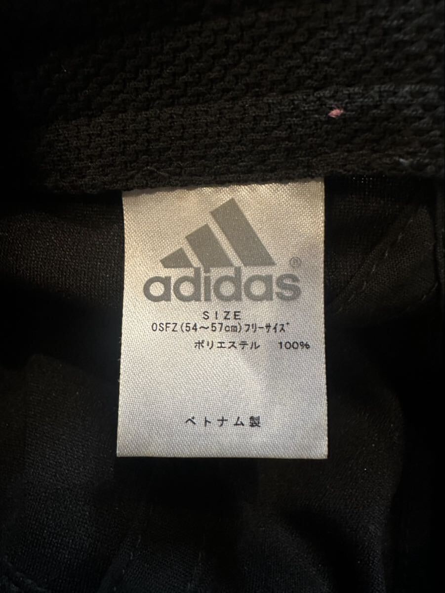 adidas アディダス ベトナム製 FREE フリーサイズ キャップ 帽子 ワンポイントロゴ スポーツ ランニング ウォーキング ブラック 古着 USED_画像5