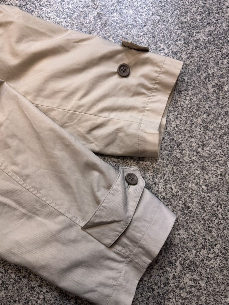 EDDIE BAUER エディーバウアー XL ステンカラーコート ロングコート 裏地チェック アウター 比翼ボタン ベージュ 無地 オールド 古着 USED _画像5