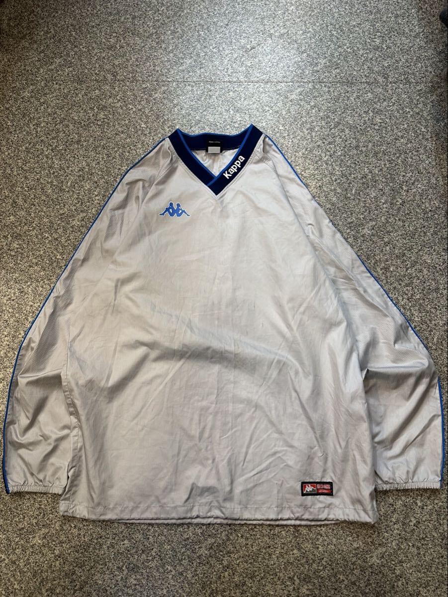Kappa カッパ O スポーツウェア ジャージ プルオーバー Vネック ロゴプリント バックプリント ジャケット サッカー オールド 古着 ユーズド_画像1