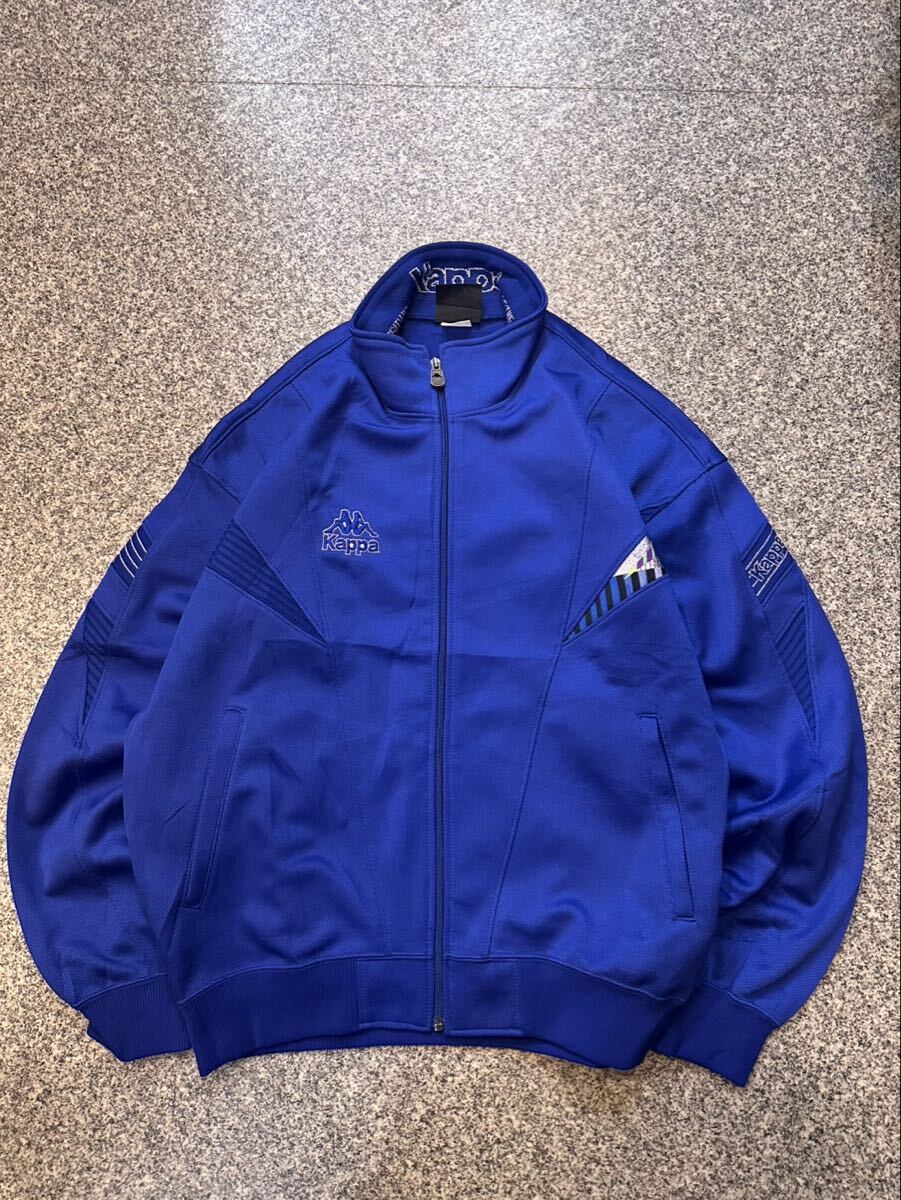 Kappa カッパ L 90s 日本製 トラックジャケット ジャージ スポーツウェア アウター ジップアップ レトロ 昭和 オールド ブルー 古着 USED _画像1