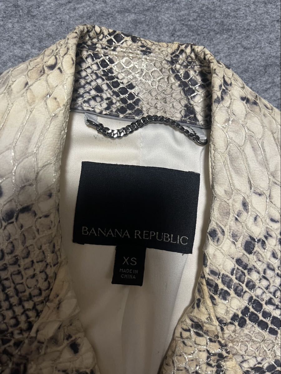 BANANA REPUBLIC バナナリパブリック XS レザージャケット ダブルライダース パイソン アニマル アウター 本革 リアルレザー 古着 ユーズド_画像3