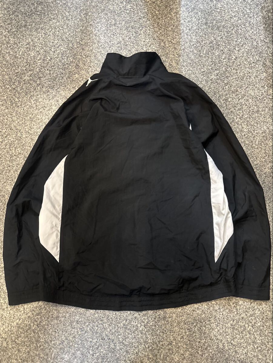 PUMA プーマ L トラックジャケット ジャージ スポーツウェア ジップアップ アウター ブラック ロゴプリント 裏地メッシュ 上着 古着 USED _画像2
