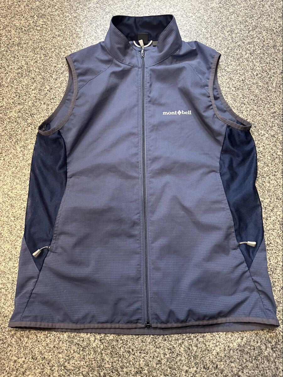 mont-bell モンベル M O.D.メッシュベスト ジップアップ アウター トップス アウトドア ベスト ロゴプリント メッシュベスト 古着 USED_画像1