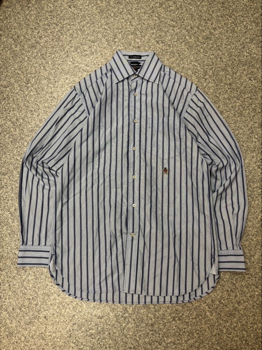 TOMMY HILFIGER トミーヒルフィガー XS マレーシア製 長袖シャツ ストライプシャツ 柄シャツ トップス コットン オールド 古着 ユーズド _画像1