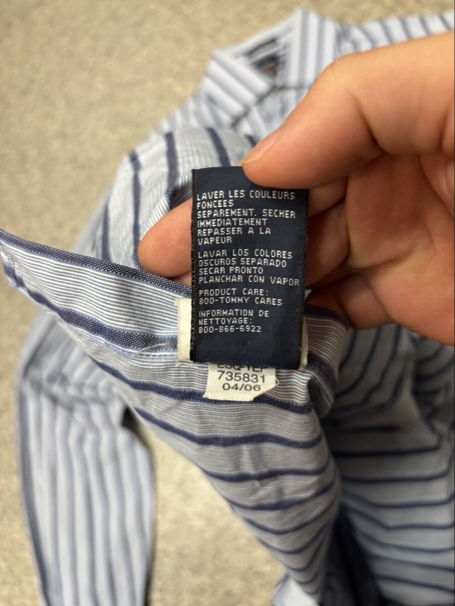 TOMMY HILFIGER トミーヒルフィガー XS マレーシア製 長袖シャツ ストライプシャツ 柄シャツ トップス コットン オールド 古着 ユーズド _画像5