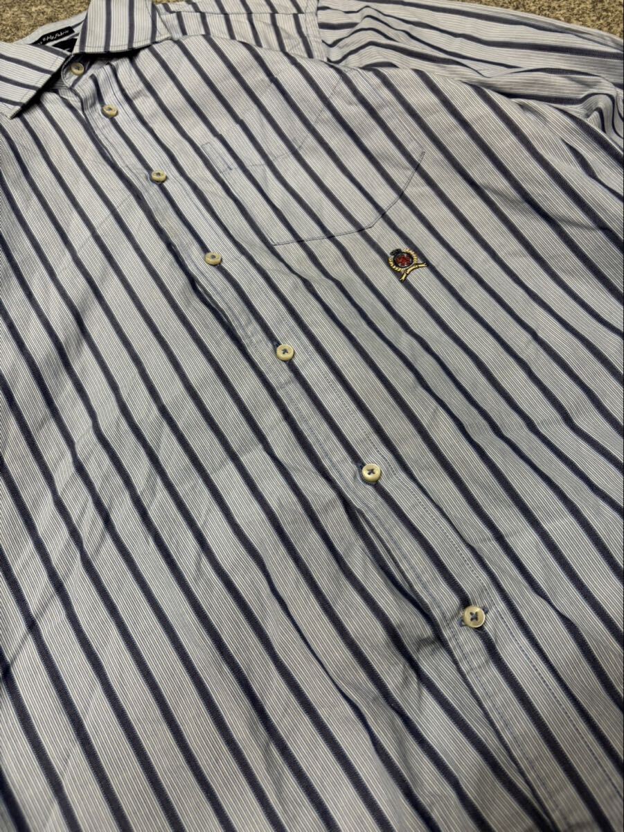 TOMMY HILFIGER トミーヒルフィガー XS マレーシア製 長袖シャツ ストライプシャツ 柄シャツ トップス コットン オールド 古着 ユーズド _画像7