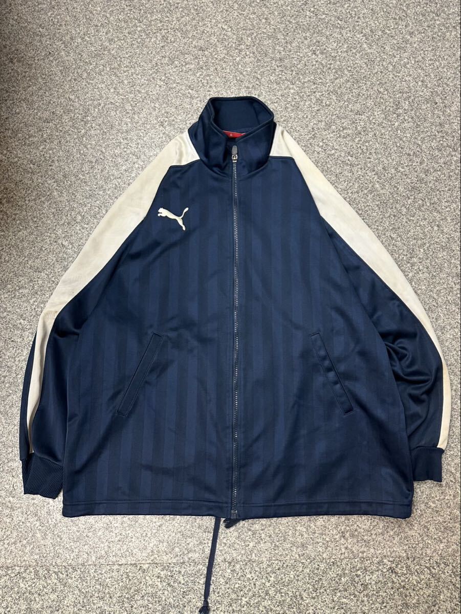 PUMA プーマ 日本製 S M トラックジャケット ジャージ スポーツウェア アウター トップス ジップアップ ビッグロゴ ロゴプリント 古着 USED_画像1