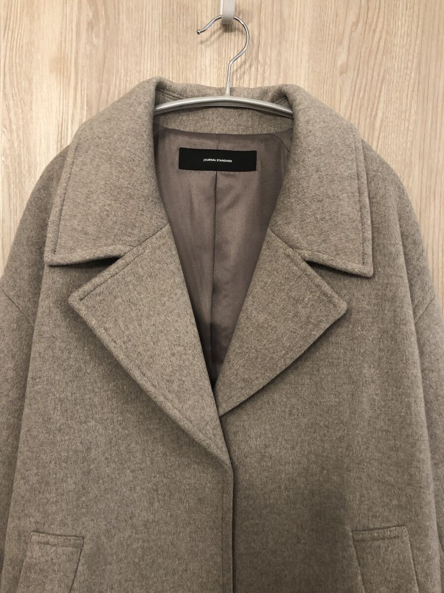 JOURNAL STANDARD スーパー140 ビーバーコクーンコート ウール ベージュ チェスターコート ¥38,500 ジャーナルスタンダード グレージュ_画像8