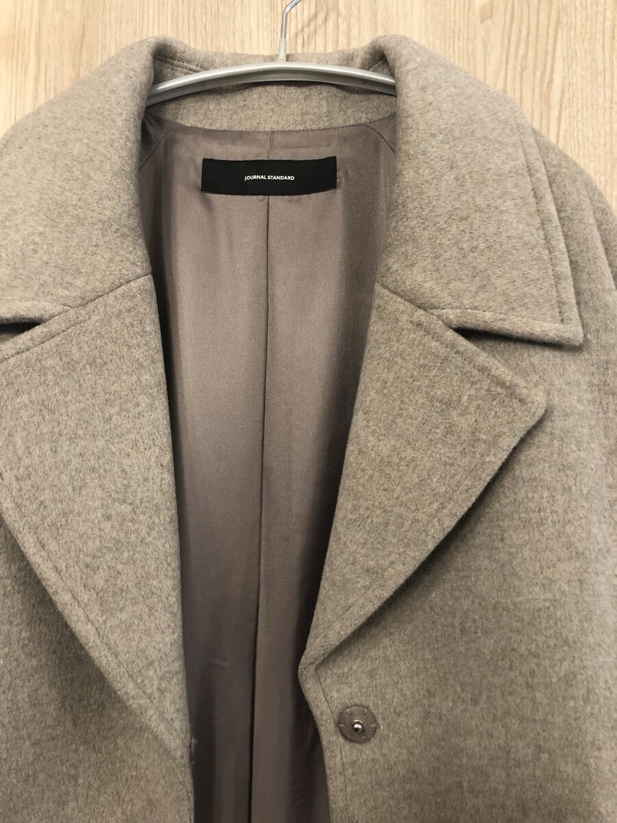 JOURNAL STANDARD スーパー140 ビーバーコクーンコート ウール ベージュ チェスターコート ¥38,500 ジャーナルスタンダード グレージュ_画像9