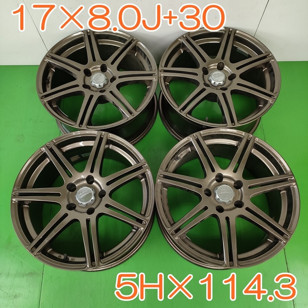 【送料無料】 即決 BEO 17×8.0J+30 PCD 5H×114.3 アルミホイール アルミ 社外 ホイール 5穴 ４本セット YH455_画像1