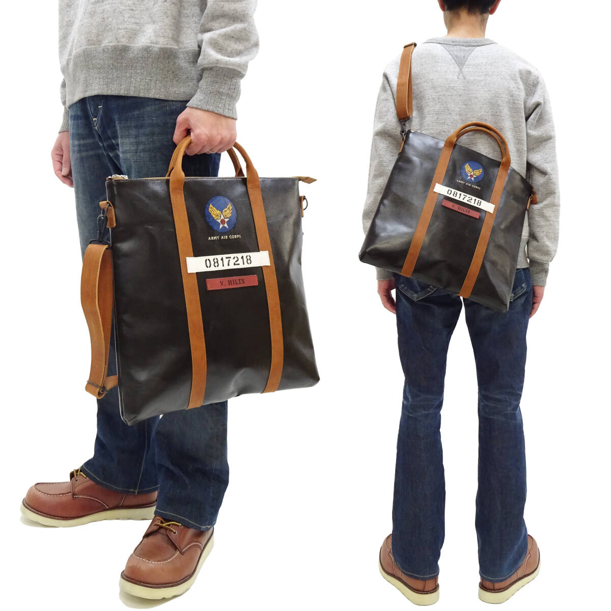 トイズマッコイ レザー ヘルメットバッグ TMA2521 スティーブ・マックイーン 大脱走モチーフ V.HILTS 本革 シールブラウン TOYS McCOY 新品_画像10