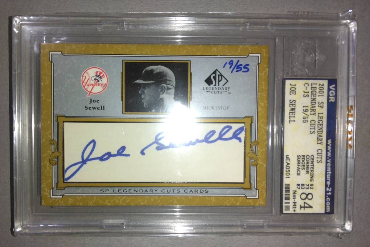 Joe Sewell　ジョー・シーウェル　2001 sp Legendary cuts 19/55　サインカード_画像1