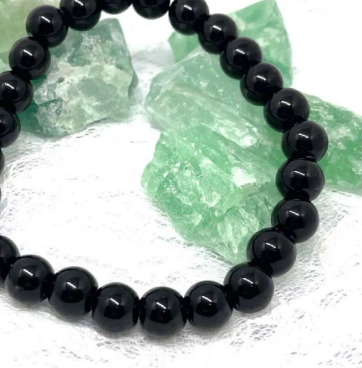 オニキス 天然石 男女兼用 内径15cm メンズ レディース ブレスレット数珠 パワーストーン 天然石ブレス 開運 浄化 シンプル 数珠ブレス_画像3