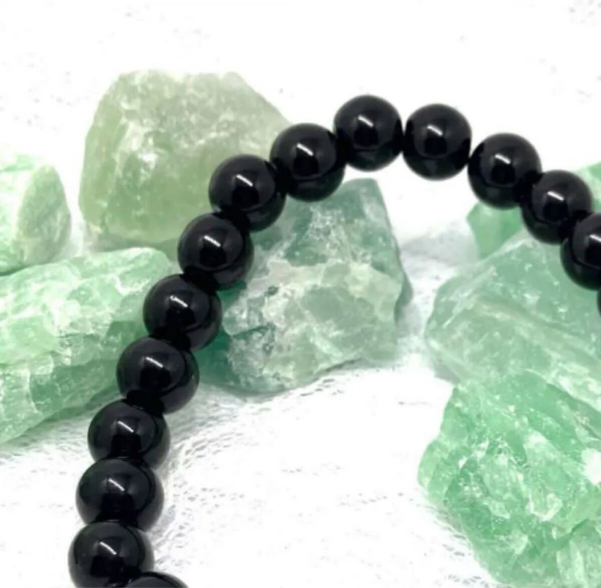 オニキス 天然石 男女兼用 内径15cm メンズ レディース ブレスレット数珠 パワーストーン 天然石ブレス 開運 浄化 シンプル 数珠ブレス_画像2