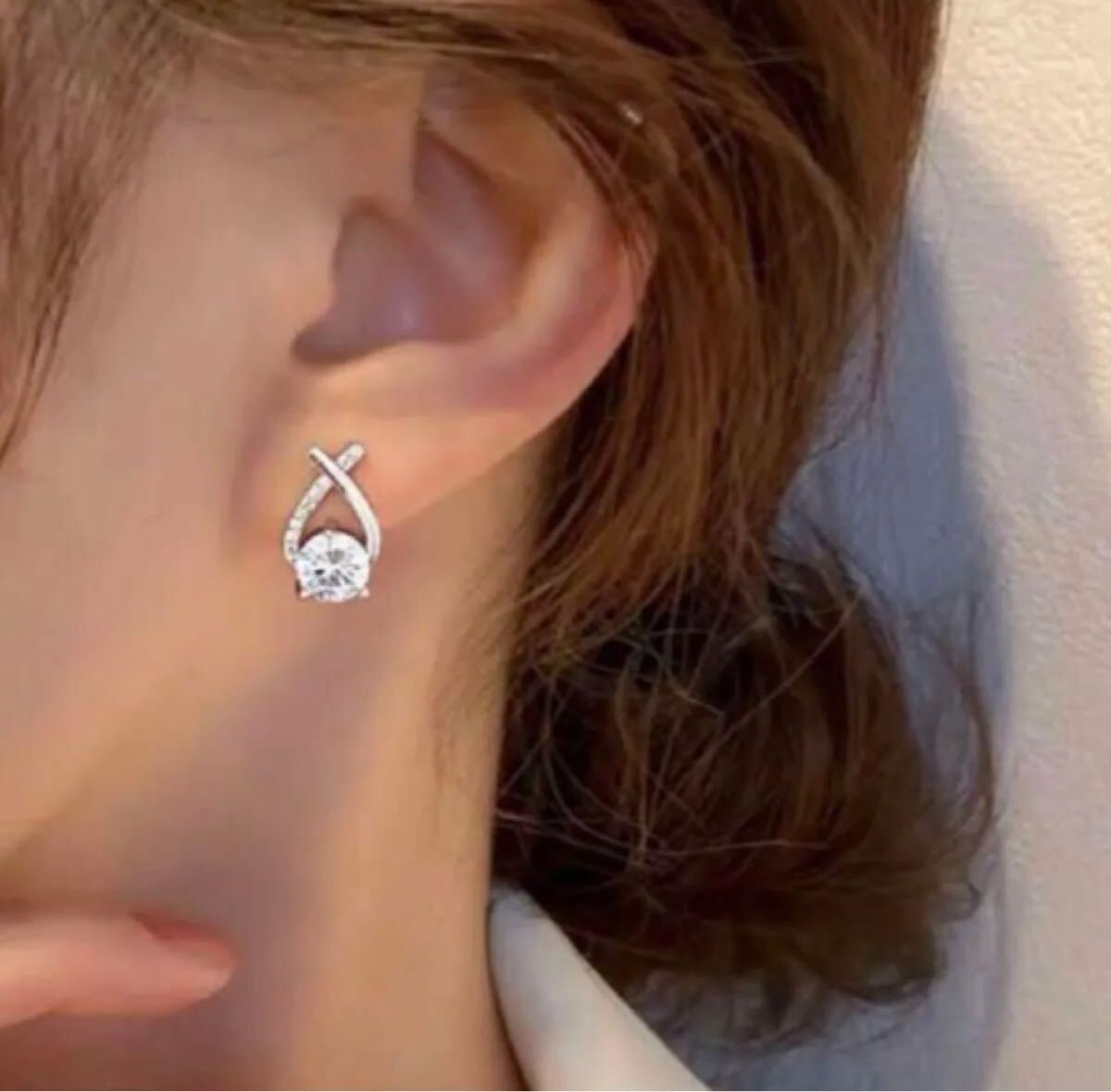 ピアス シルバージルコニア キラキラ おしゃれかわいい 18kコーティング クロス キュービックジルコニア 大粒 大人 ティアドロップピアス _画像2