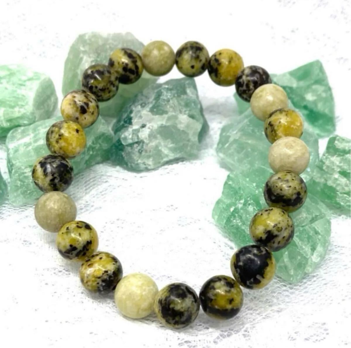 イエローハウライト 内径15cm 男女兼用 メンズ レディース ブレスレット パワーストーン 天然石 数珠ブレスレット 開運 浄化_画像1