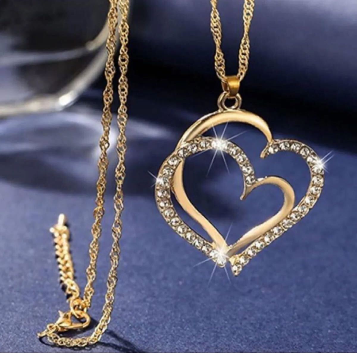 ネックレス ジュエリー アクセサリー ゴールド3点ジルコニア かわいい ピアス ブレスレットネックレス ハート_画像4