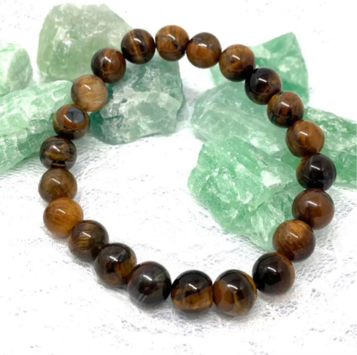 タイガーアイ 天然石 男女兼用 内径15cm メンズ レディース ブレスレット 数珠 金運 開運 浄化 数珠ブレス パワーストーン_画像1
