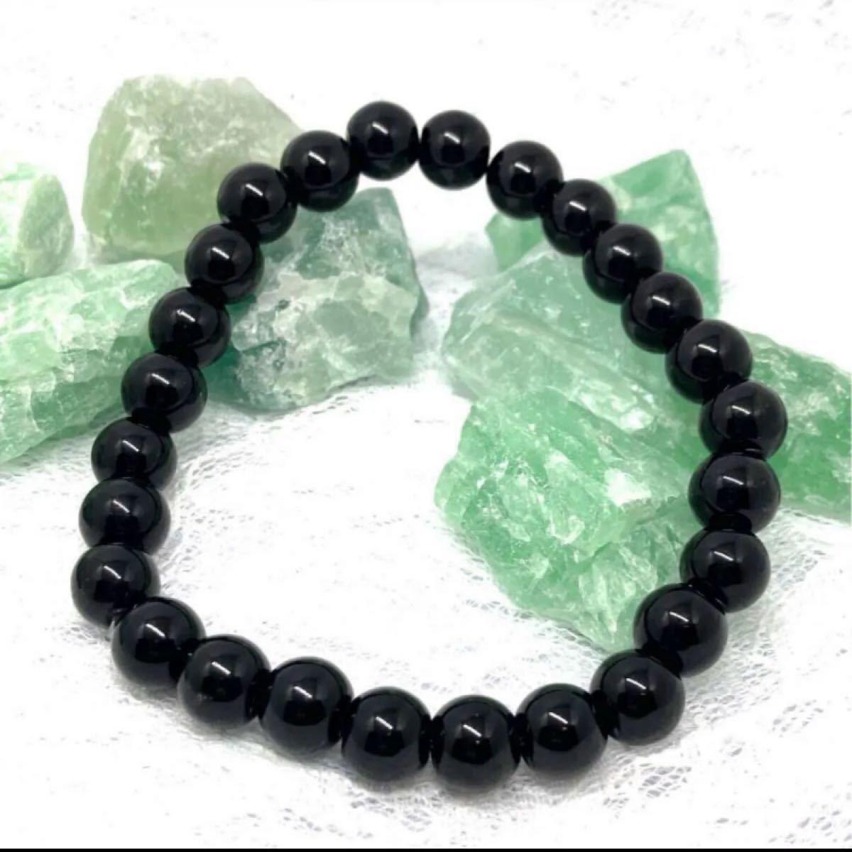 オニキス 天然石 男女兼用 内径15cm メンズ レディース ブレスレット数珠 パワーストーン 天然石ブレス 開運 浄化 シンプル 数珠ブレス_画像1