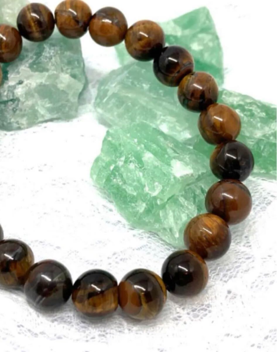 タイガーアイ 天然石 男女兼用 内径15cm メンズ レディース ブレスレット 数珠 金運 開運 浄化 数珠ブレス パワーストーン_画像3