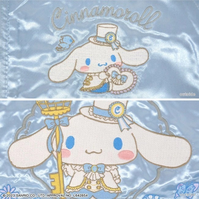 シナモロール リバーシブルスカジャン　Lサイズ　サックスブルー　水色　総刺繍　Cinnamoroll　シナモン　サンリオ　sanrio　新品_画像3