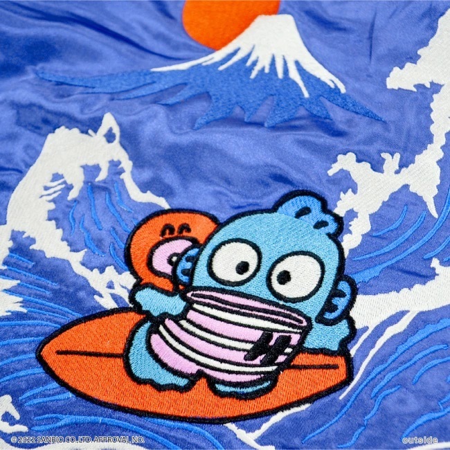 ハンギョドン リバーシブルスカジャン　Lサイズ　ブルー　総刺繍　Hangyodon　サンリオ　sanrio　新品_画像7